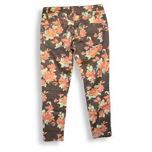 Pre- Owned Liverpool Jeans Company Brown Floral Design Stretch Pants Size 8